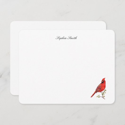 Elegante Aquarellvogel Roter Kardinal Dankeskarte (Vorne/Hinten)