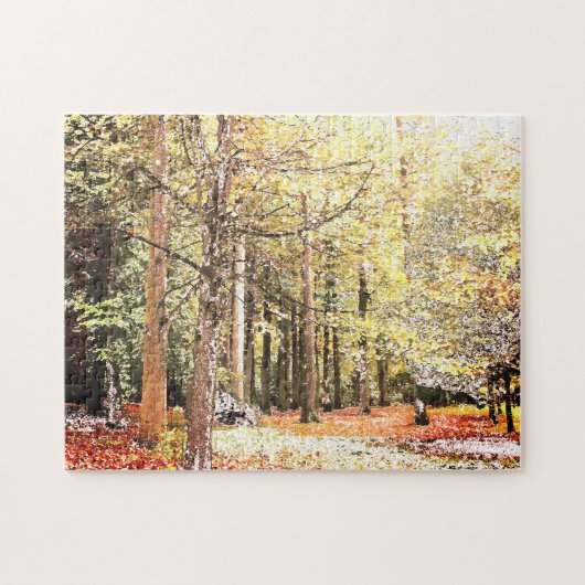 Elegante Aquarellwälder im Herbst Puzzle (Horizontal)