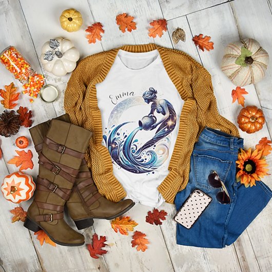 Elegante Aquarius Aquarius Zodiac Custom T-Shirt