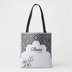 Elegante Arabesken-Blumentasche Noir Arch Tasche