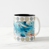 Elegante Arabesque Tile Pattern Tasse" Zweifarbige Tasse (VorderseiteRechts)