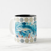 Elegante Arabesque Tile Pattern Tasse" Zweifarbige Tasse (Vorderseite Links)