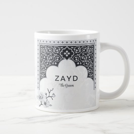 Elegante Arabesque Wedding Tasse | Noir & White (Rechts)