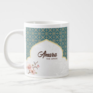 Elegante Arabesque Wedding Tasse Tief Aquamarin