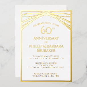 Elegante Arch 60. Hochzeitstag-Party Gold Folieneinladung