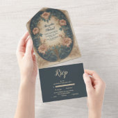 Elegante Arch Art Nouveau Hochzeit All In One Einladung (Abreißen)