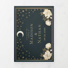 Elegante Arch Art Nouveau Hochzeit Dreifach Gefaltete Einladung