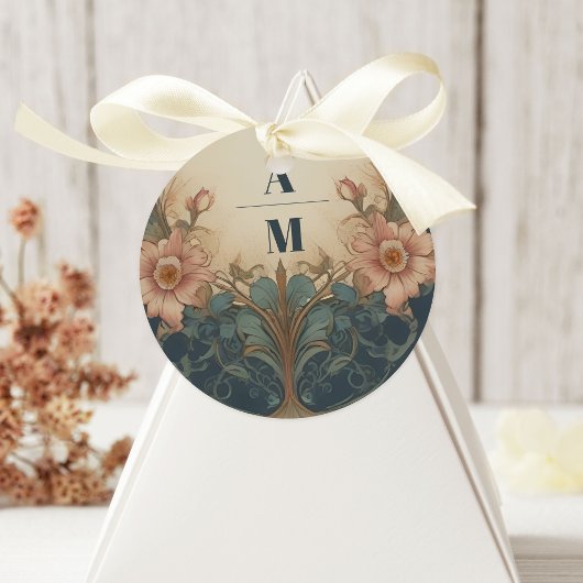 Elegante Arch Art Nouveau Hochzeit Runder Aufkleber