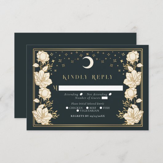 Elegante Arch Art Nouveau Wedding RSVP Begleitkarte (Vorne/Hinten)