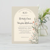 Elegante Arch Botanische Hochzeit Einladung (Stehend Vorderseite)