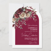 Elegante Arch Burgund & Cream Rose Hochzeit Einladung (Vorderseite)