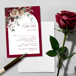 Elegante Arch Burgund & Cream Rose Hochzeit RSVP Karte