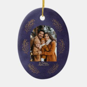 Elegante Arch-Familienfoto lässt Weihnachten blau  Keramik Ornament