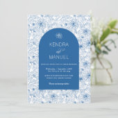 Elegante Arch Floral Toile Einladung (Stehend Vorderseite)