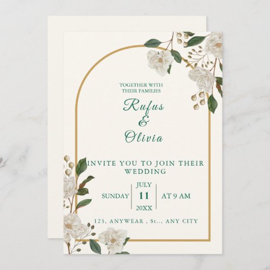 Elegante Arch Floral Wedding Einladung | rustikal (Vorne/Hinten)