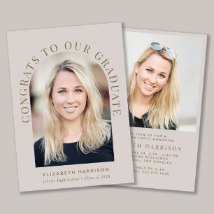 Elegante Arch Foto Cream Gold Graduation Party Einladung