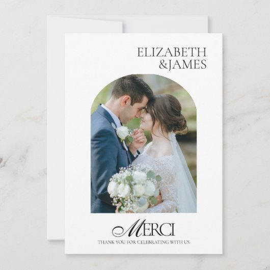 Elegante Arch Foto Frame Wedding Dankeschön Card Dankeskarte (Vorderseite)
