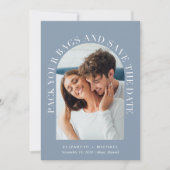 Elegante Arch Foto Hochzeit in Urlaubsort Save The Date (Vorderseite)