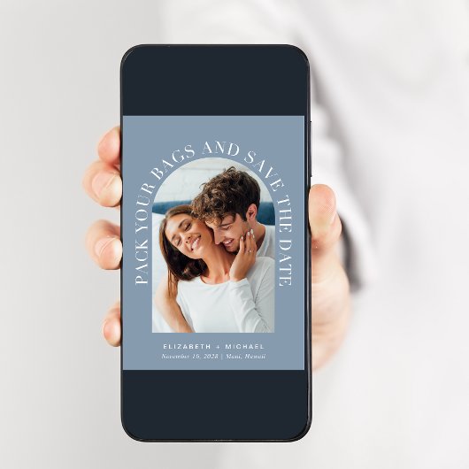 Elegante Arch Foto Hochzeit in Urlaubsort Save The Date