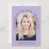Elegante Arch Foto Lavender Graduation Party Einladung (Vorderseite)
