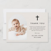 Elegante Arch Foto Taufe Dankeskarte (Vorderseite)