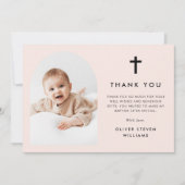 Elegante Arch Foto Taufe Dankeskarte (Vorderseite)
