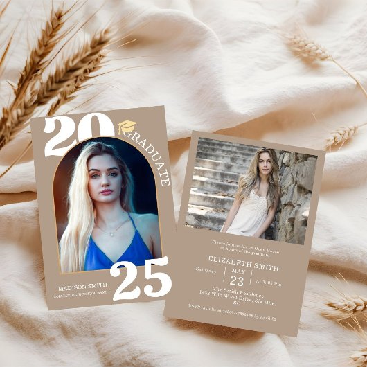 Elegante Arch Foto Uni Hochschule Abschluss Einladung