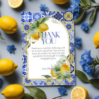 Elegante Arch Italian Blue Tile Lemon Brautparty