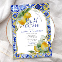 Elegante Arch Italian Blue Tile Lemon Brautparty