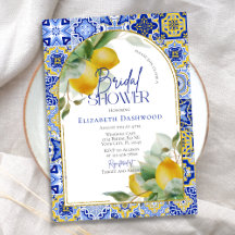 Elegante Arch Italian Blue Tile Lemon Brautparty