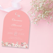 Elegante Arch Light Pink Monogram Wedding Einladung