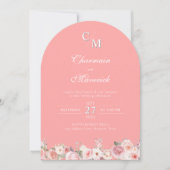 Elegante Arch Light Pink Monogram Wedding Einladung (Vorderseite)