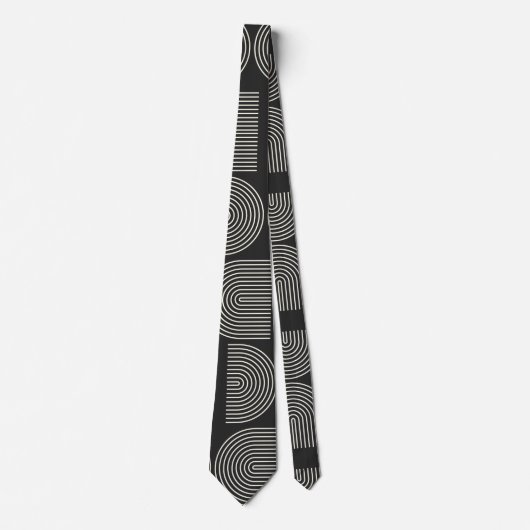 Elegante Arch Lines Schwarz-weiß Wedding Krawatte (Vorderseite)