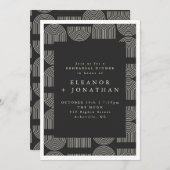 Elegante Arch Lines Schwarz-weiße Probe Abendessen Einladung (Vorne/Hinten)