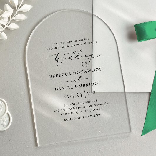 Elegante Arch Minimalistisch Wedding Acryleinladungen