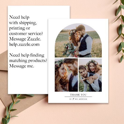 Elegante Arch Multi Foto Collage Hochzeit Dankeskarte