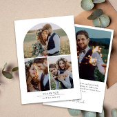 Elegante Arch Multi Foto Collage Hochzeit Dankeskarte