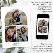 Elegante Arch Multi Foto Collage Hochzeit Dankeskarte