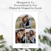 Elegante Arch Multi Foto Collage Hochzeit Dankeskarte