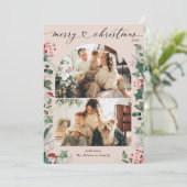 Elegante Arch Multi Foto Familienweihnachtskarte Feiertagskarte (Stehend Vorderseite)