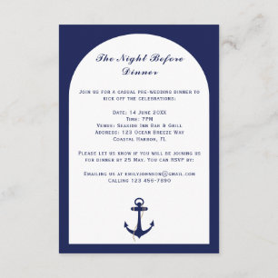 Elegante Arch Navy- und Weiße Nautilusthemen-Hochz Begleitkarte