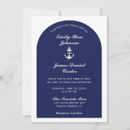 Elegante Arch Navy & White Nautical Wedding Einladung