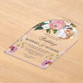 Elegante Arch Pink Foto Blumenbeete Hochzeit Acryleinladungen (Ablage )