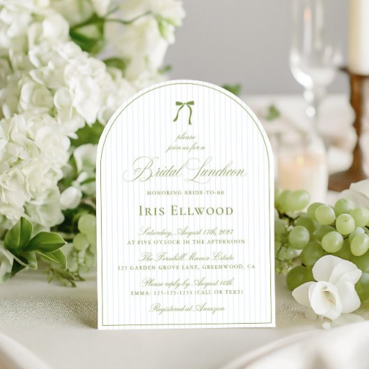 Elegante Arch Sage Green & Blue Bridal Luncheon Einladung