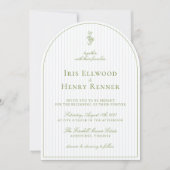 Elegante Arch Sage Green & Blue Stripe Hochzeit Einladung (Vorderseite)