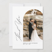 Elegante Arch & Script Foto Hochzeit Dankeschön Ka Dankeskarte (Vorderseite)