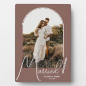 Elegante Arch Wedding Foto Rose Taupe Fotoplatte (Vorderseite)