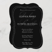 Elegante Art Black & White Wedding Einladung (Vorne/Hinten)