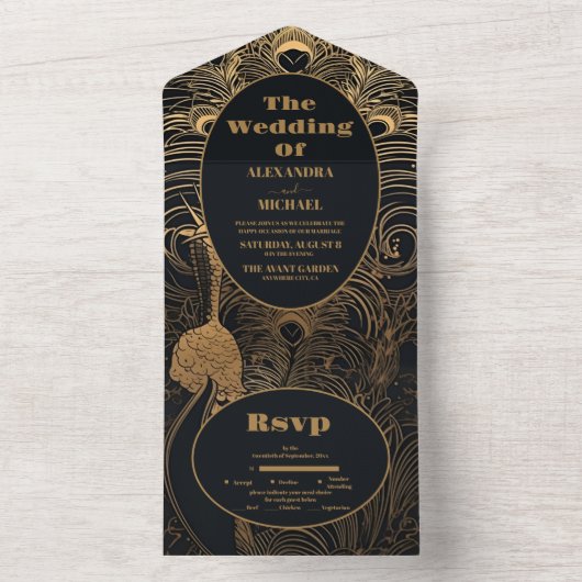 Elegante Art Deco All In One Einladung (Innen Boden)