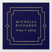 Elegante Art Deco Beruflich Navy/Gold Fensteraufkleber (Blatt)